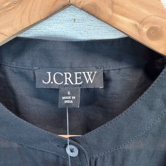 NWT J. Crew Black Sheer Cotton Voile Flutter Sleeve Button Front Blouse Small - Picture 10 of 11